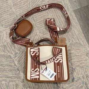 Steve Madden Tan and Cream Logo Crossbody Bag